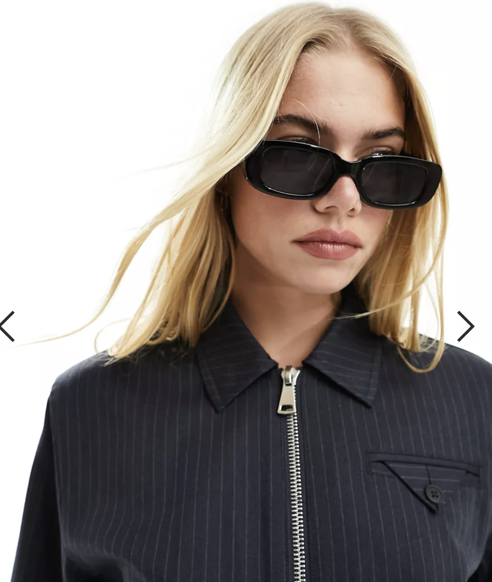 co-ord bomber jacket in navy pinstripe