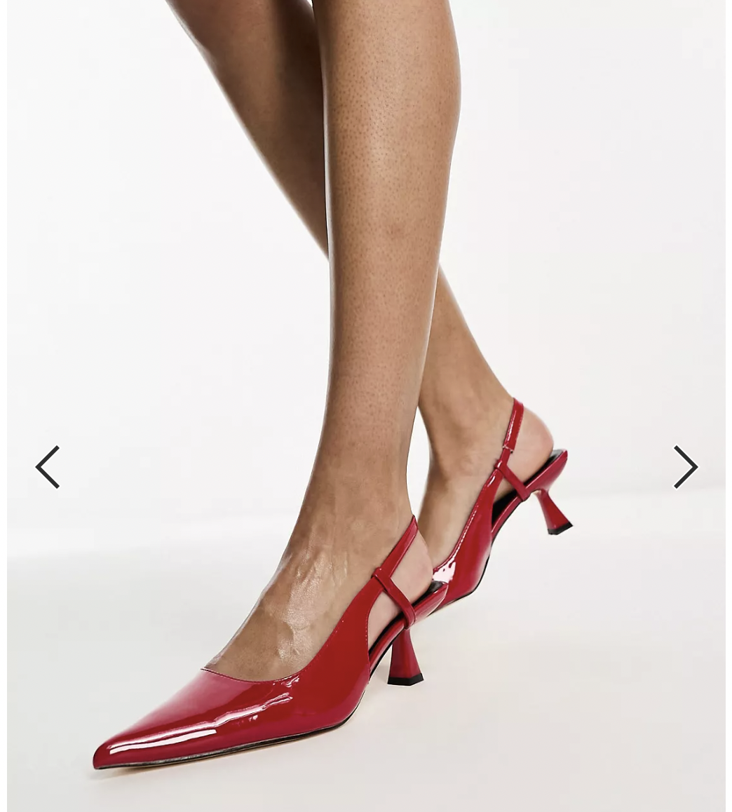 Glamorous slingback mid stiletto heels in red