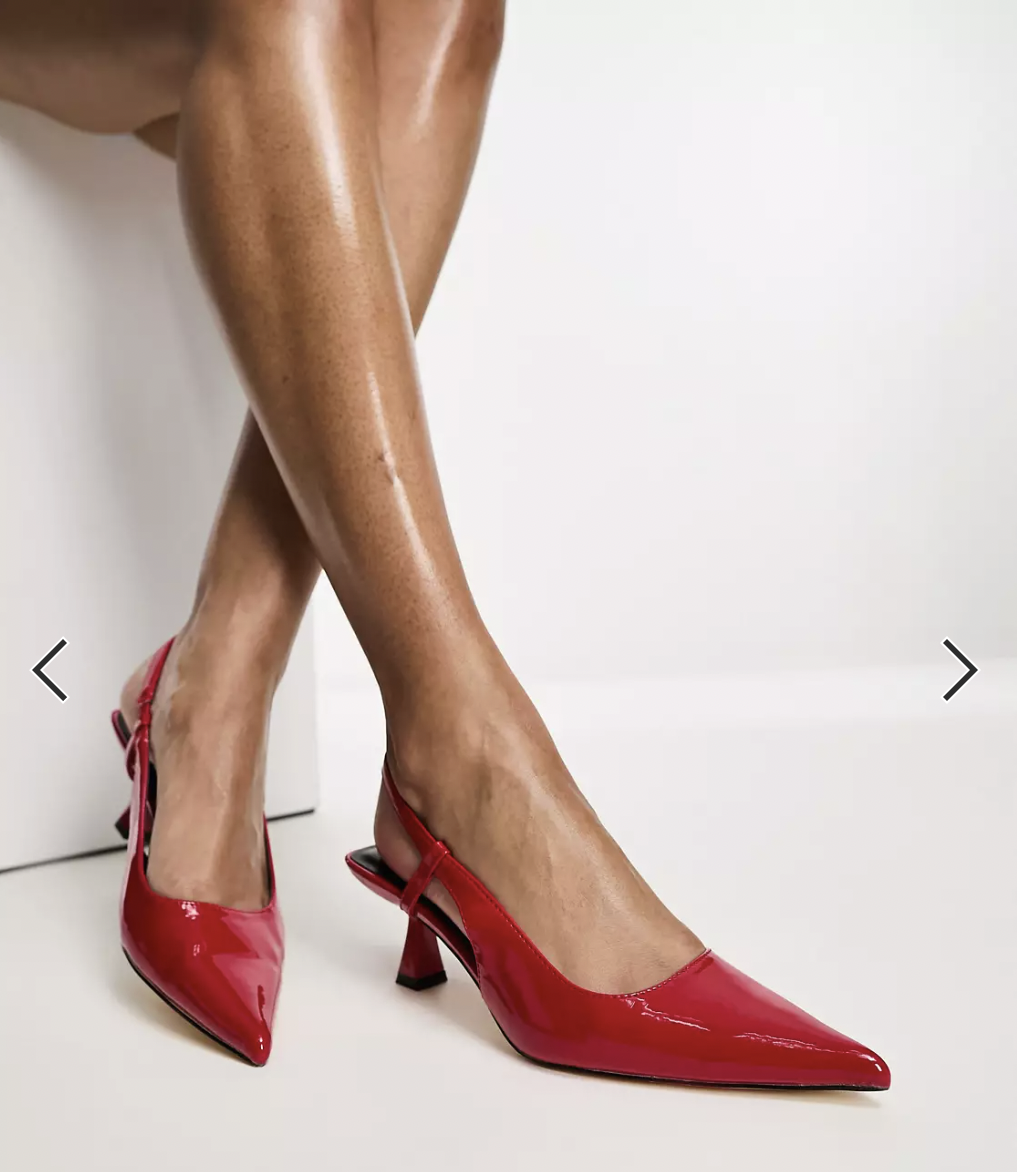 Glamorous slingback mid stiletto heels in red